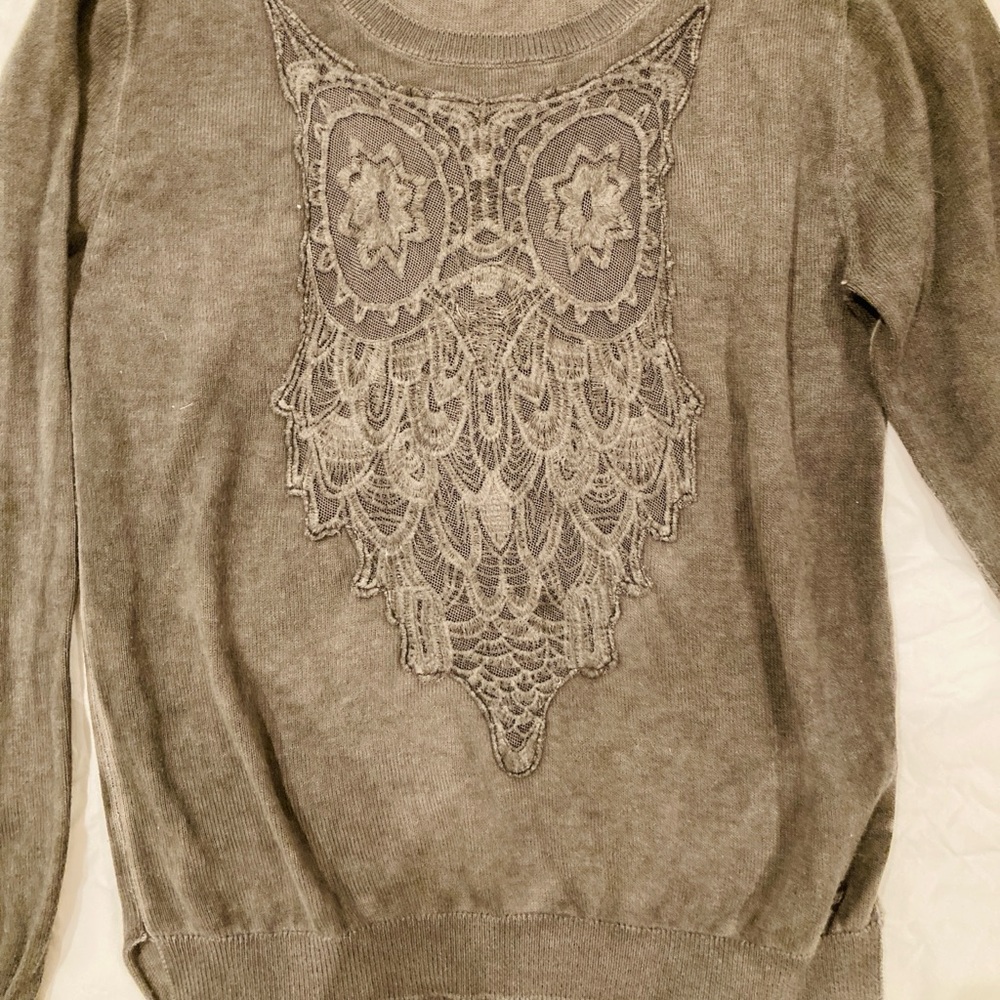 Girls Designer Garcia Jeans Chic Owl Lace Embroidered Sweater Fall Halloween